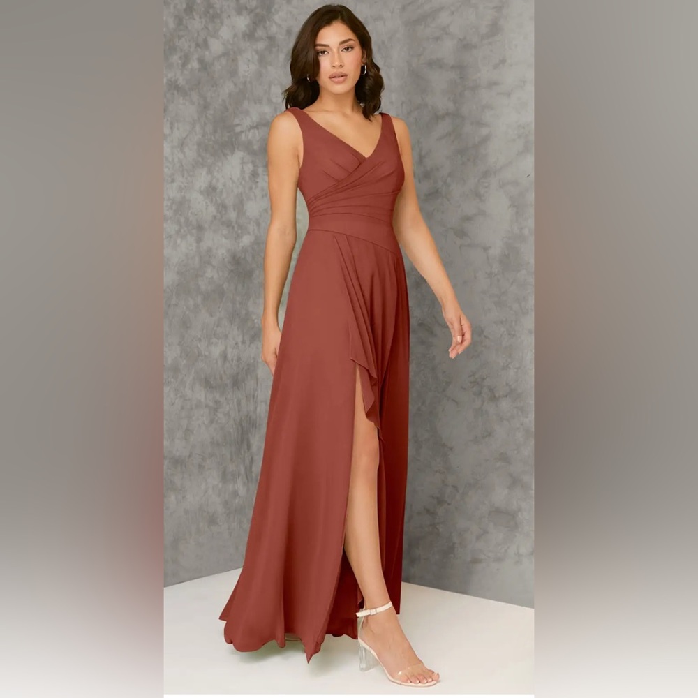 Azazie Asymmetrical Rust Dress